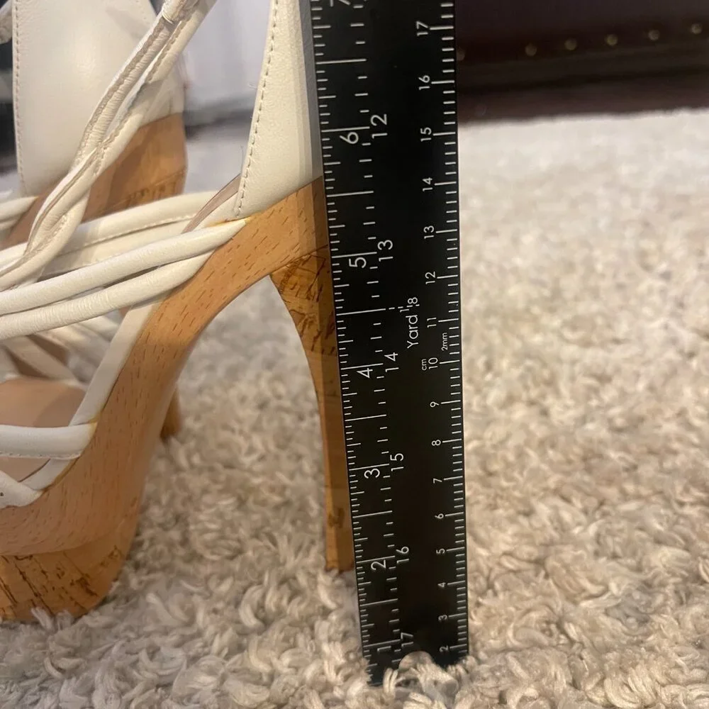 H by Halston White Leather Platform Heels NEW 8.5